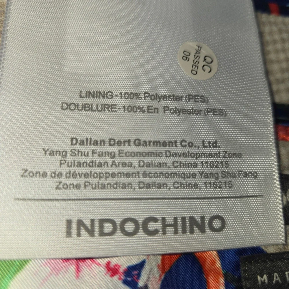 Indochino Blazer Mens Custom Tan Gingham‎ Wool Blend Tropical Flamingo Lining